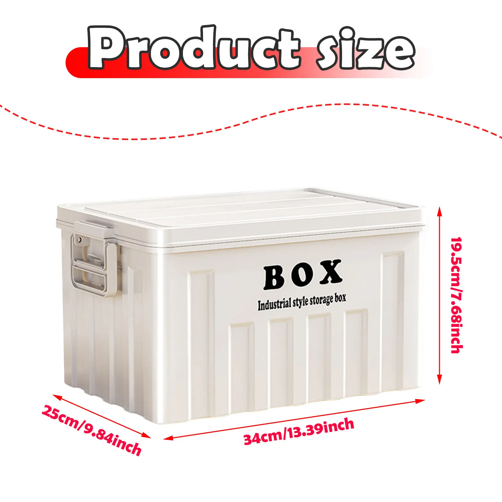 Bac de rangement empilable de grande capacité avec couvercle, boîte utilitaire avec poignées pour vêtements, collations, livres de jouets, idéal pour la randonnée 34x25x19,5 cm