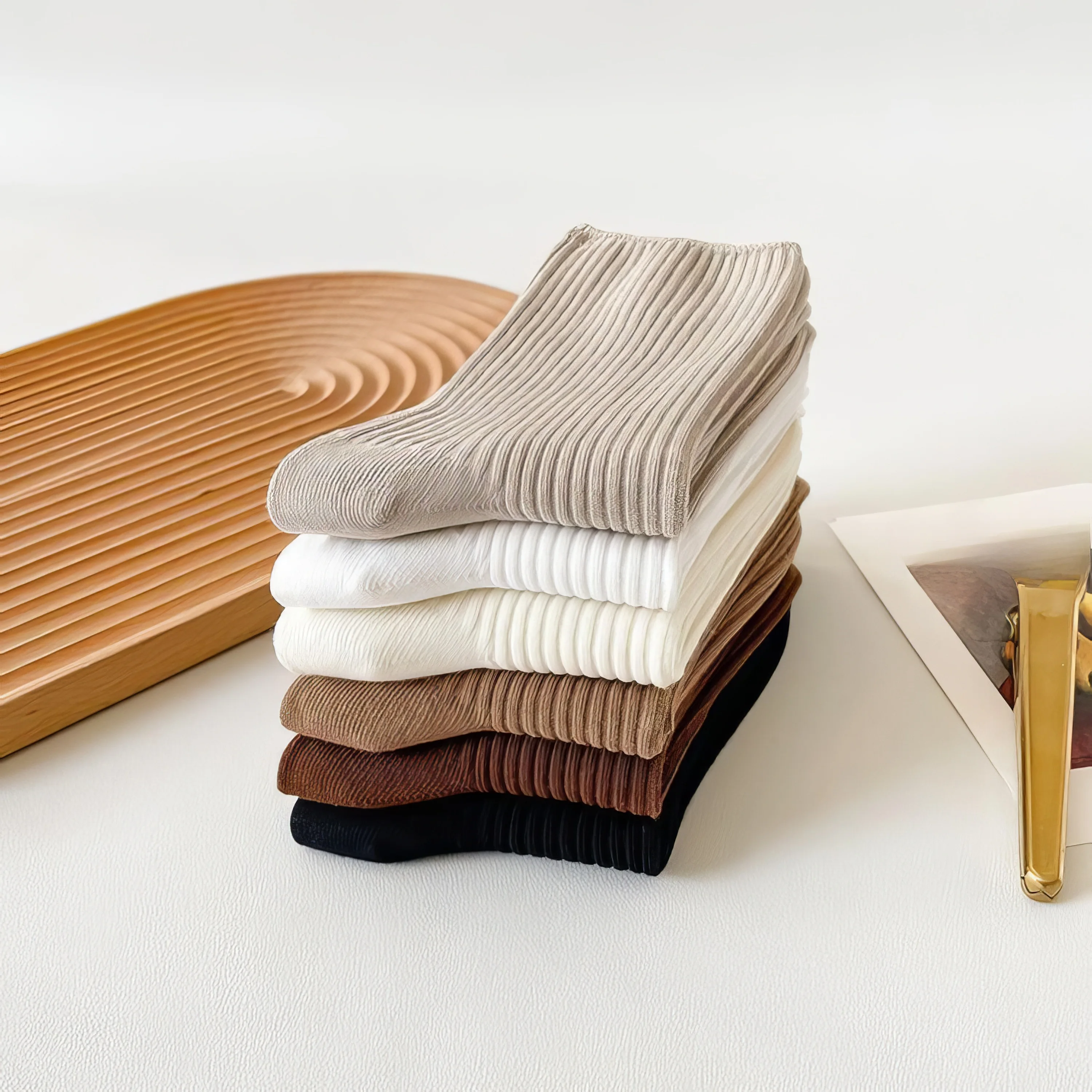 

Комплект из 6 пар разноцветных носков с кучей — трикотаж в рубчик, мягкая эластичная резинка, черный/коричневый/бежевый/белый, повседневный, унисекс