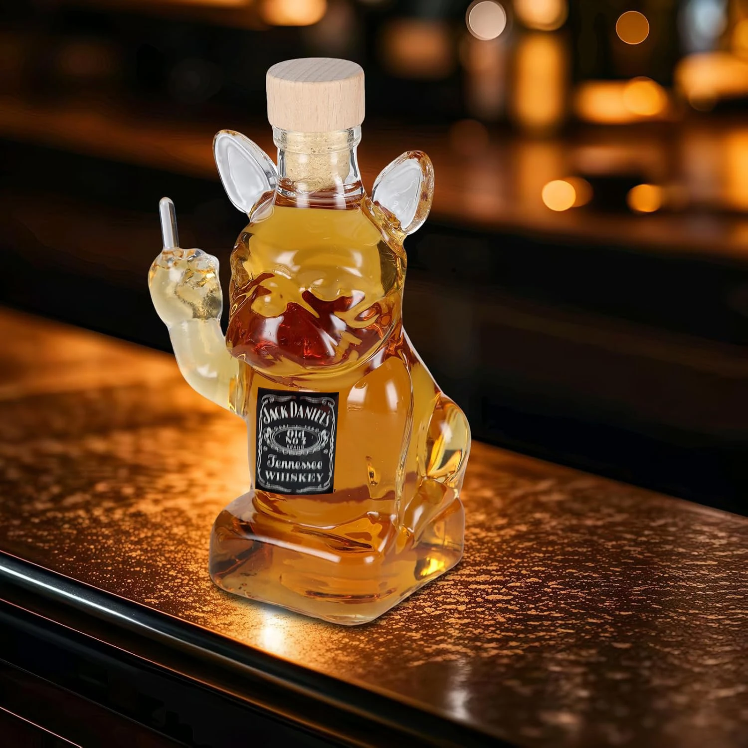 

Графин для виски для бульдога Графин для виски с 3D-дизайном бульдога на среднем пальце Прозрачный диспенсер для снимков в качестве украшения дома