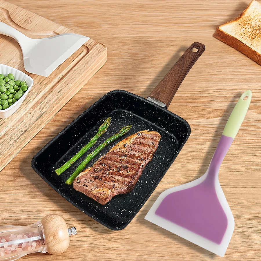 مقلاة تاماغوياكي - مقلاة بيض يابانية غير لاصقة، مقالي أومليت مستطيلة للإفطار، أواني طهي المطبخ الجرانيت، 7.6 × 5.9 بوصة، أسود #5