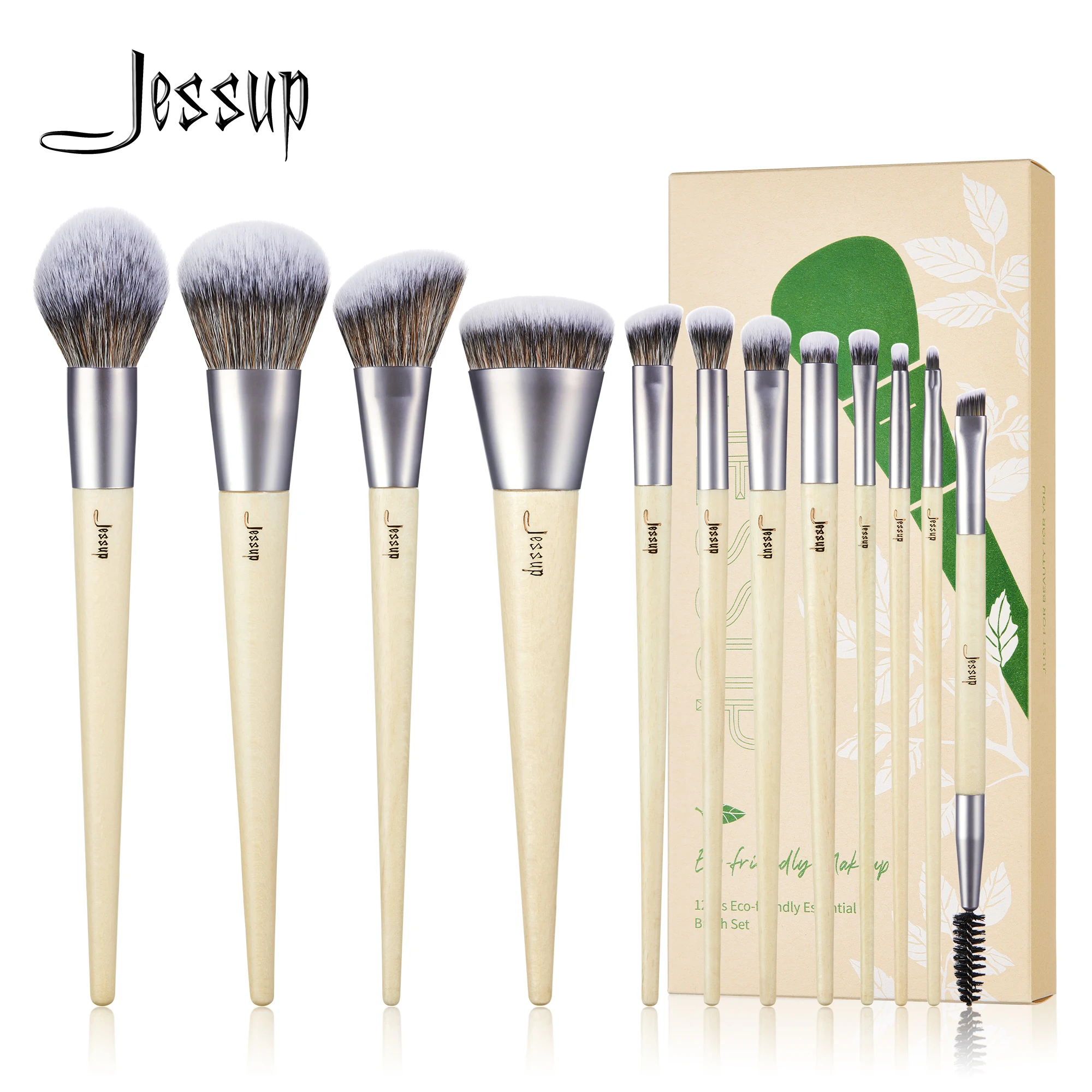 

Jessup Makeup Brushes Set Eco-Friendly Premium Synthetic Foundation Powder Angled Concealer Blending Eyeshadow Duo Eyebrow T327