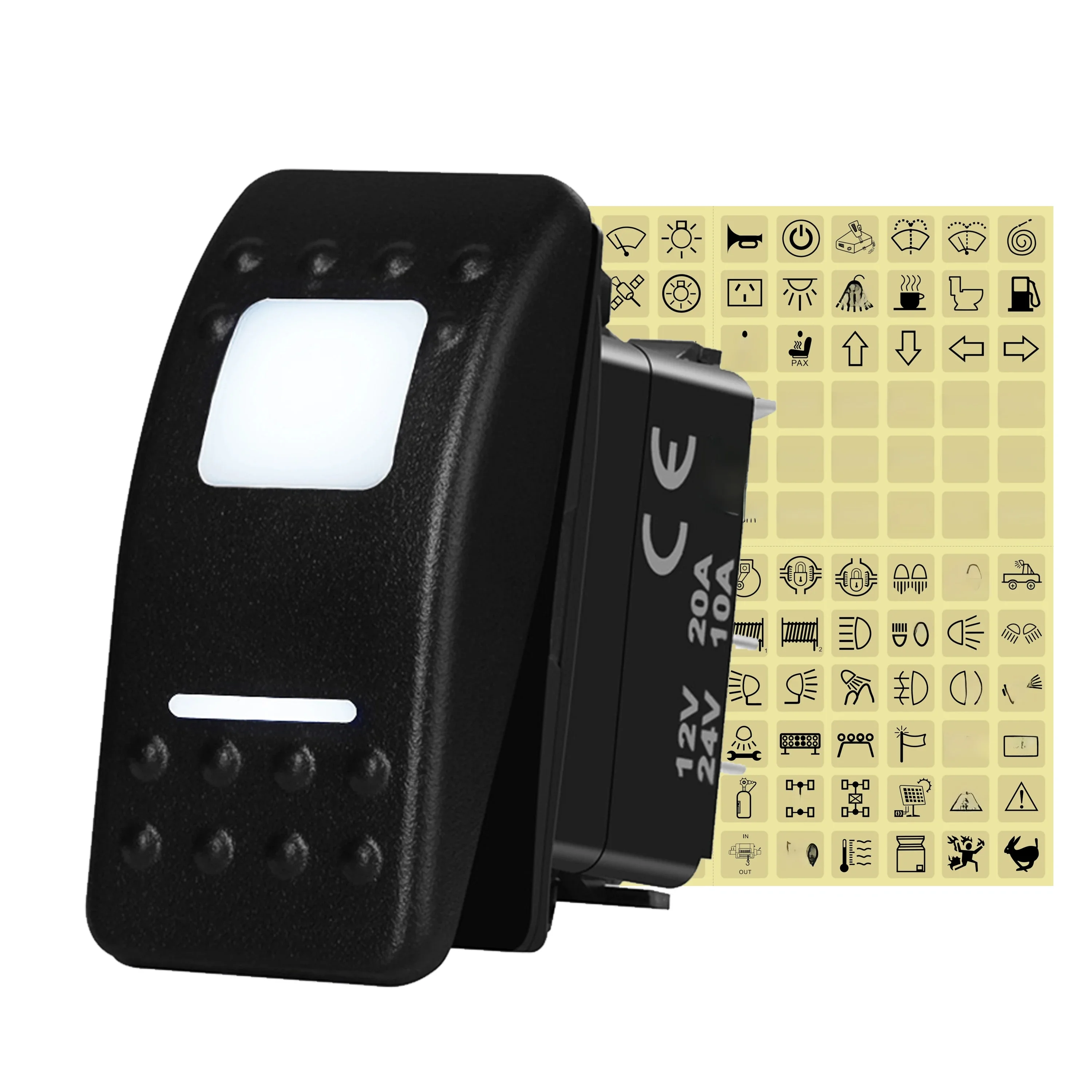 12V 20A blanc Led SPST/DPDT interrupteur à bascule ON OFF/(ON) OFF (ON) voiture bateau réinitialiser automatique autobloquant pour Carling Can Am Mavericks