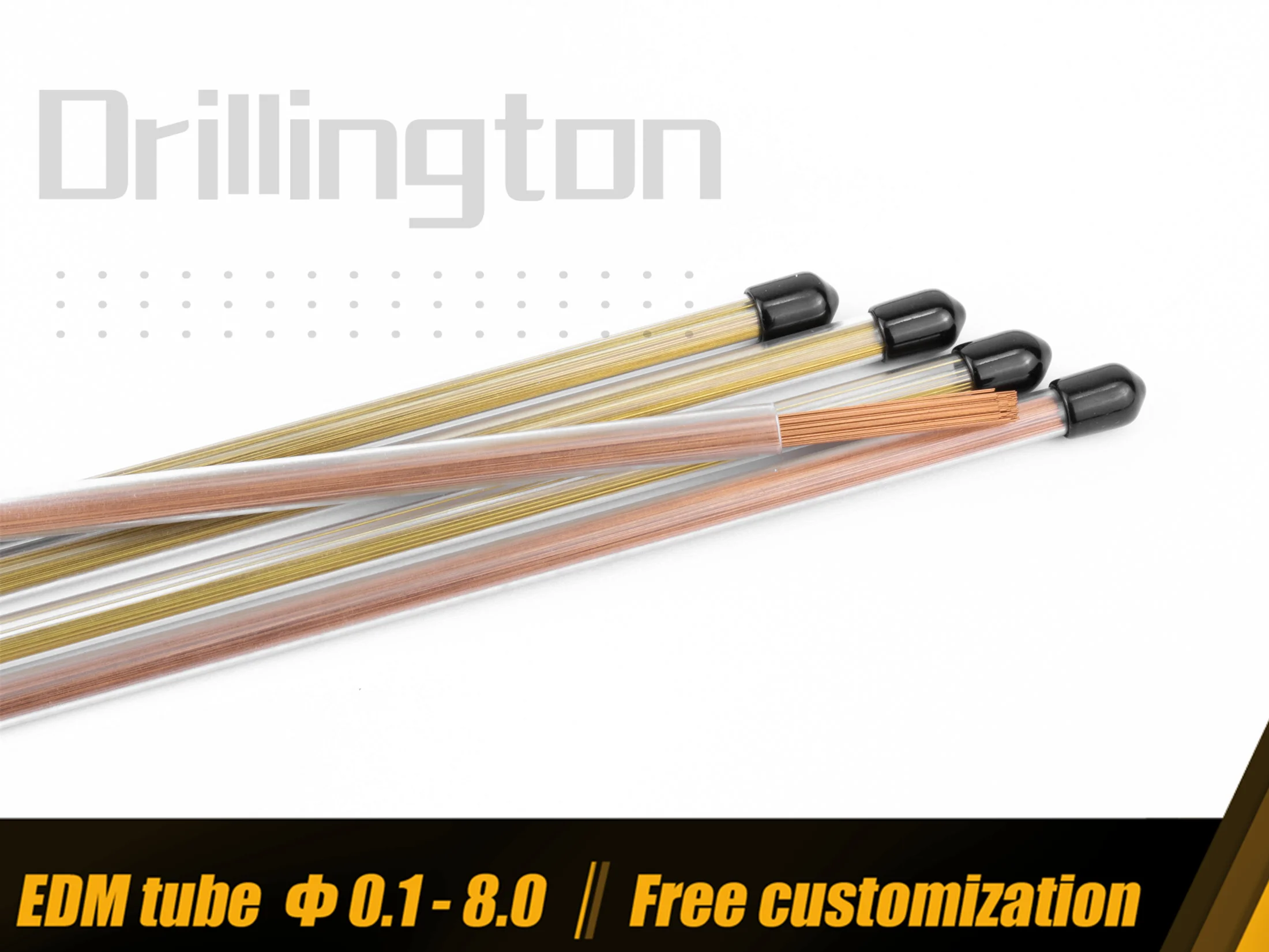 Drillington EDM Tube Brass Copper Tube High Precision 0.25mm - 0.3mm Single Hole Electrode Tube for EDM Machine