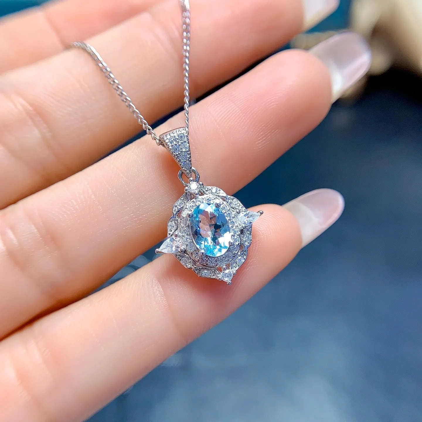 KJJEAXCMY Boutique Jewelry Women's Topaz Pendant Necklace Ring Set 925 Pure Silver Electroplated Platinum Gift for Girlfriend's