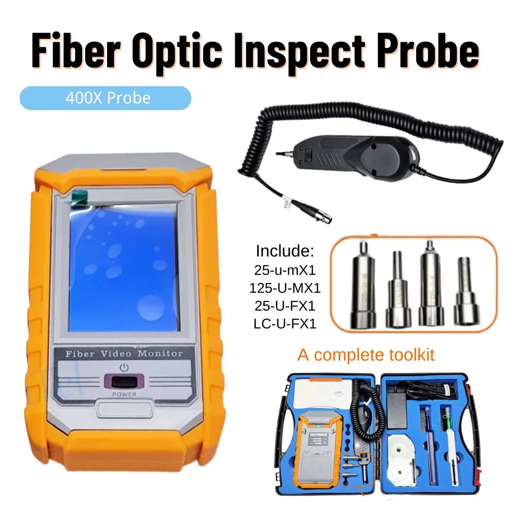 FVM-100 Inspection Fiber Video Probe Microscope Fiber Optic End Face Inspection Detector Display Optical Cleaning Tool Clean pen