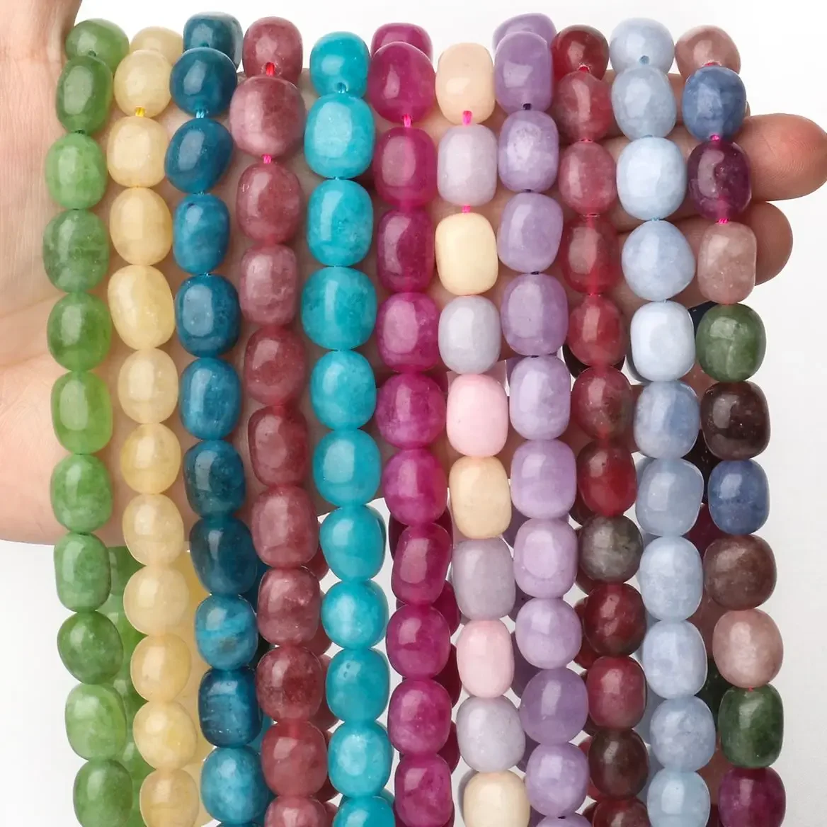 9X11Mm Ovale Natuursteen Apatiet Toermalijn Peridot Kraal Gladde Losse Kralen Voor Sieraden Maken Leverancier Diy Bedelarmband 15'' - afbeelding 2