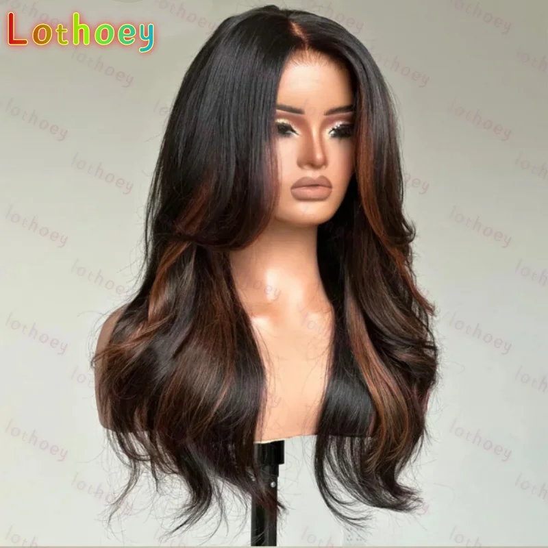 Выделенные коричневые предварительно вырезанные кружевные бесклеевые парики Wear and Go Парики с кружевной застежкой Волнистые бесклеевые фронтальные парики из человеческих волос
