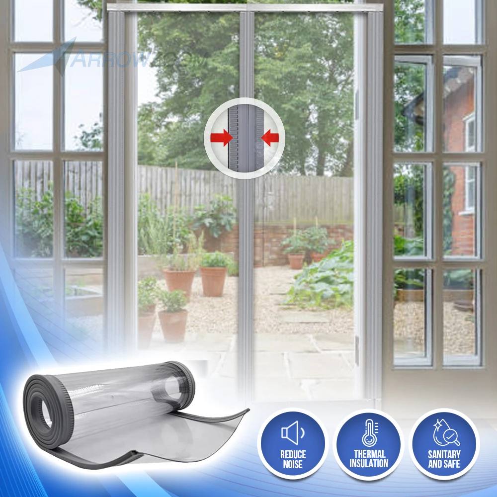 

Arrowzoom Heavy Duty Magnetic Transparent Insulated PVC Clear PVC Vinyl Tarp Dust Barrier Screen Door Cover Curtain Wall AZ1281