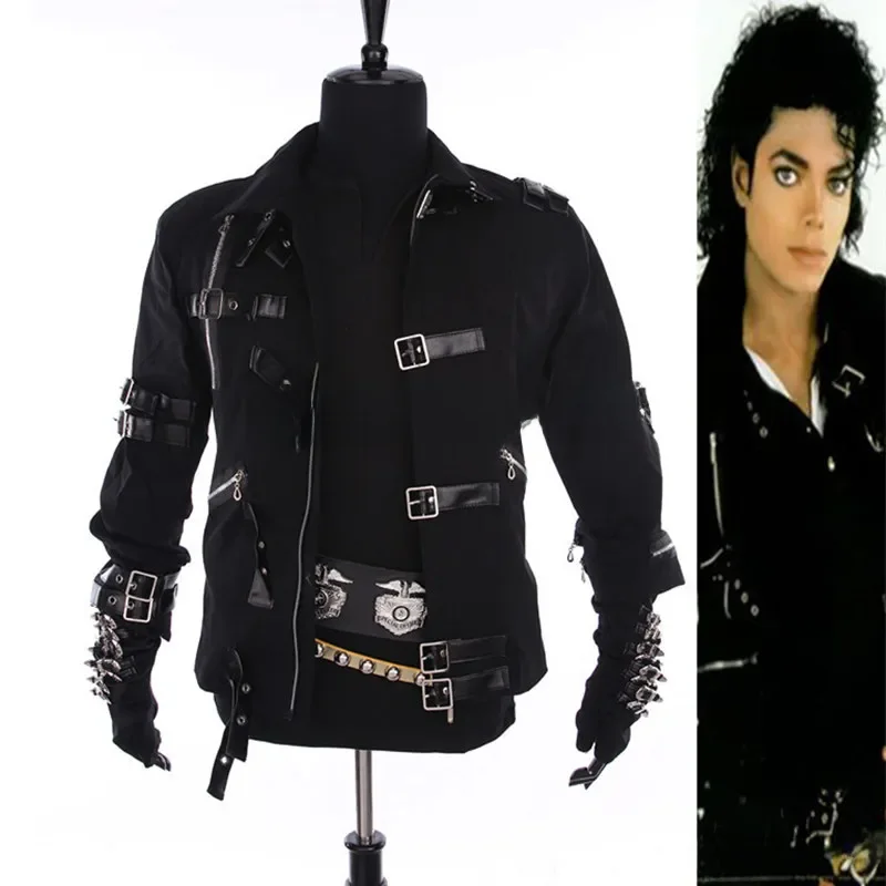 Rzadko MJ Michael Jackson czarna bawełniana elastyczna szczupła zła kurtka kostiumowa odzież dla mężczyzny uwielbia gwiazdy — zdjęcie 2