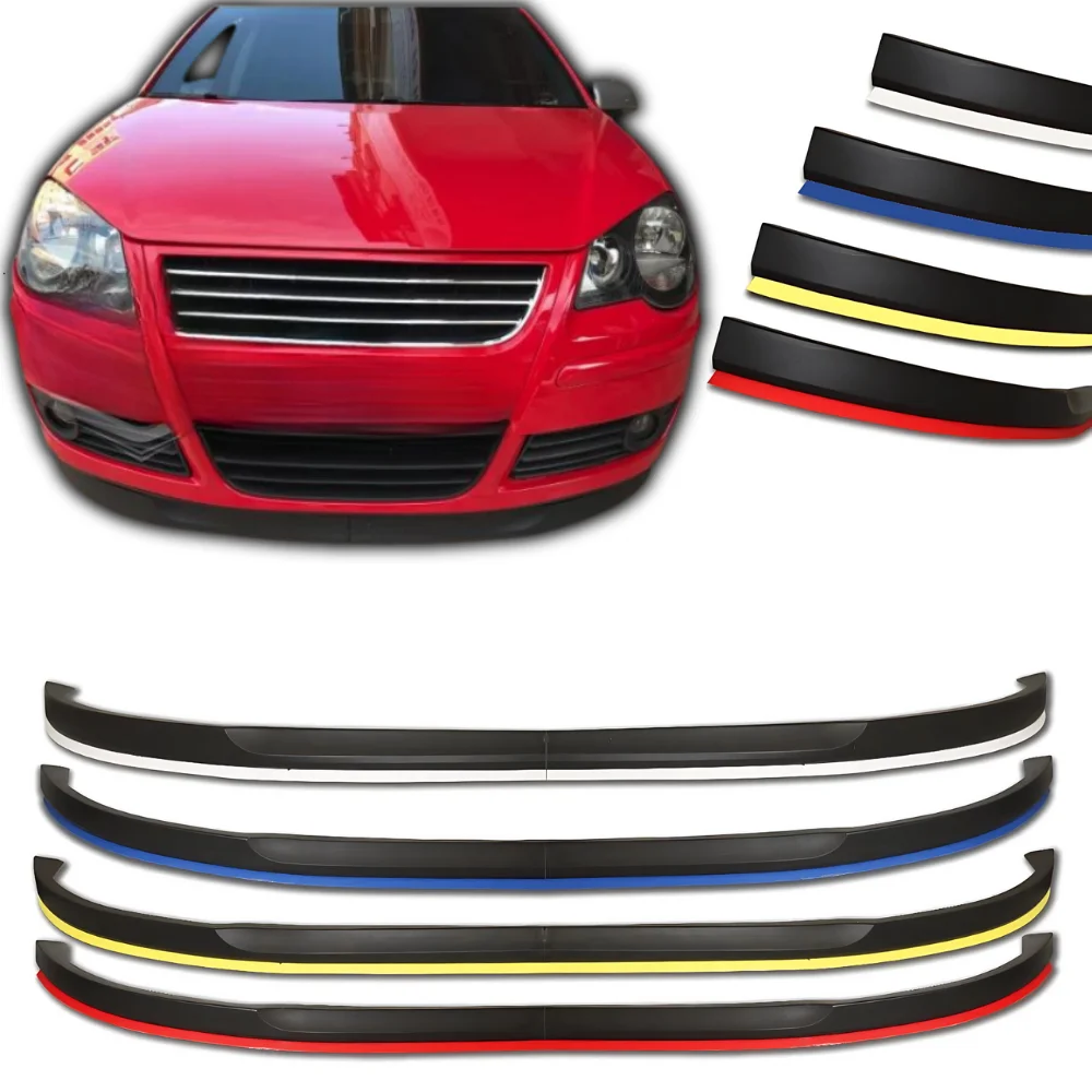 For Vw Polo Mk4-4.5 02-08 Pcs Front Bumper Lip Body Kit Spoiler Splitter Diffuser Quality ABS Plastic Professional Tuning Parts