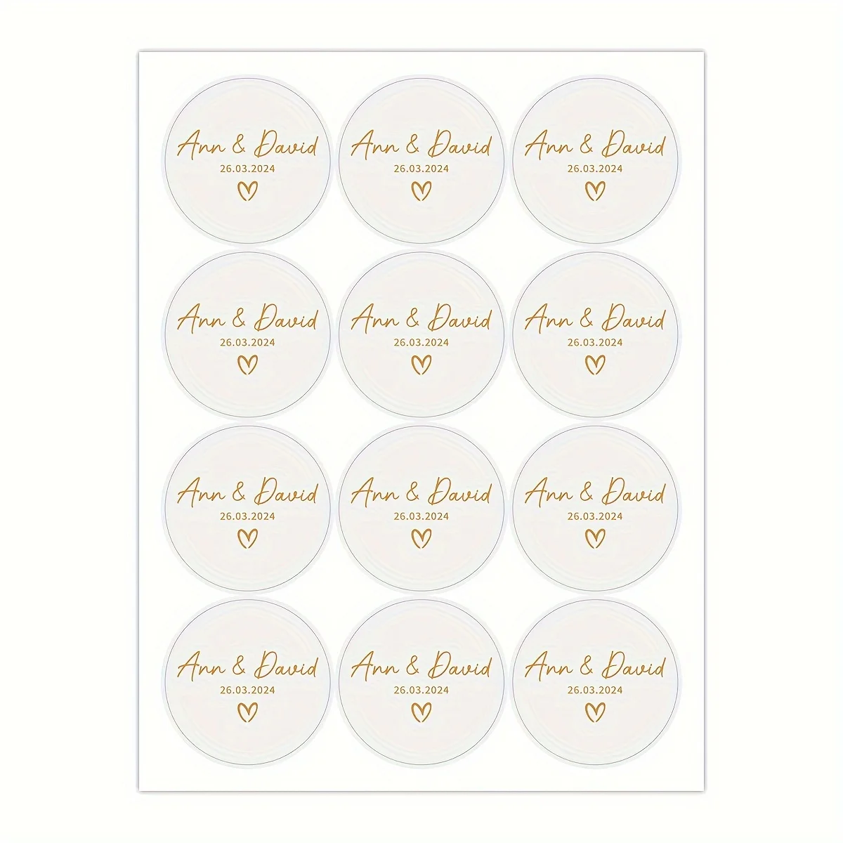 

120pcs/10sheets Customized Stickers Golden Black Name Date For Wedding Anniversary Gifts Decor Packaging Seals Invitation Label