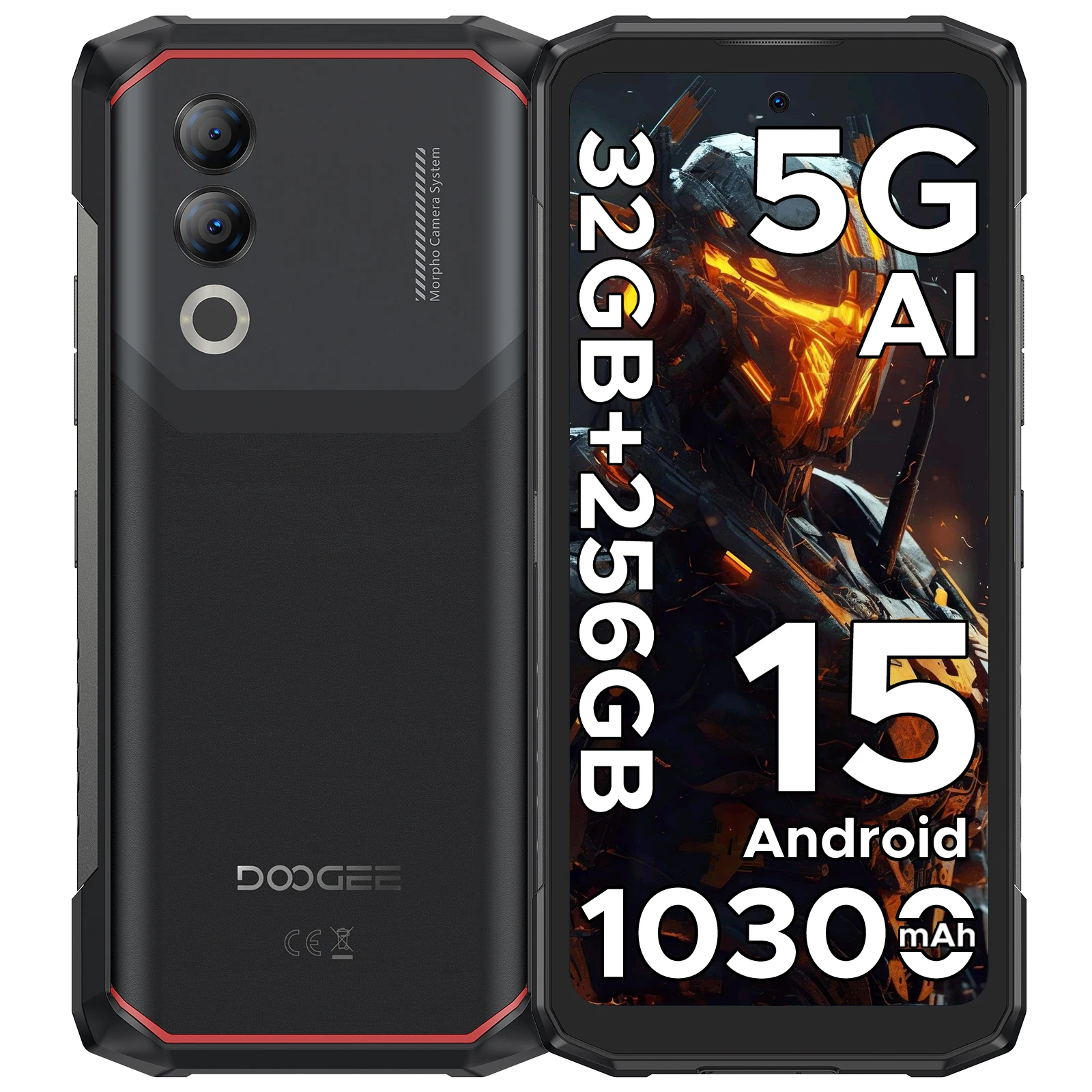 DOOGEE Blade20 Turbo 5G هاتف متين Gemini Al 6.6 بوصة شاشة 10300 مللي أمبير بطارية 8 جيجابايت 256 جيجابايت 50 ميجابكسل كاميرا أندرويد 15 NFC الهاتف المحمول