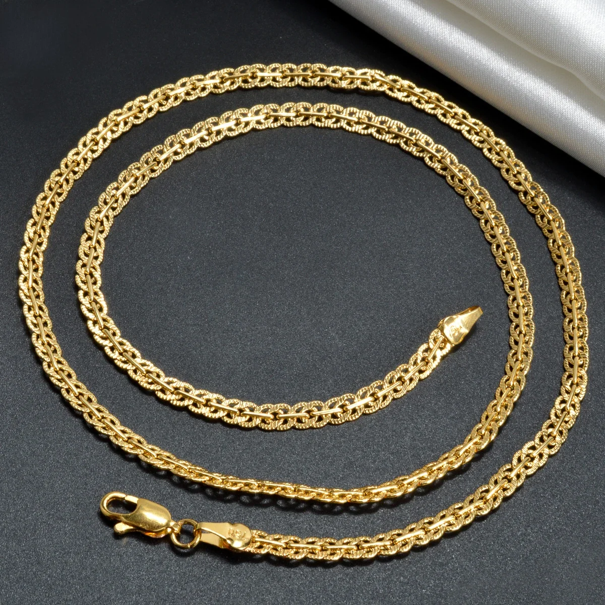 18 Karat vergoldete Gliederkette für Damen und Herren, Kreuz, 5 mm Breite, goldfarbenes Halsband, klassisch, trendig, Alltagskleidung, Hochzeit, Party, Geschenk