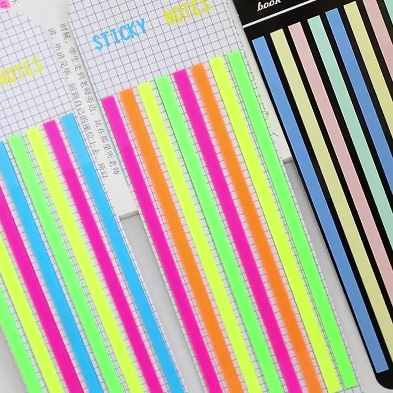 160Sheets Color Stickers Transparent Fluorescent Index Tabs Flags Sticky Note Strap Posted It Stationery School Office Supplies