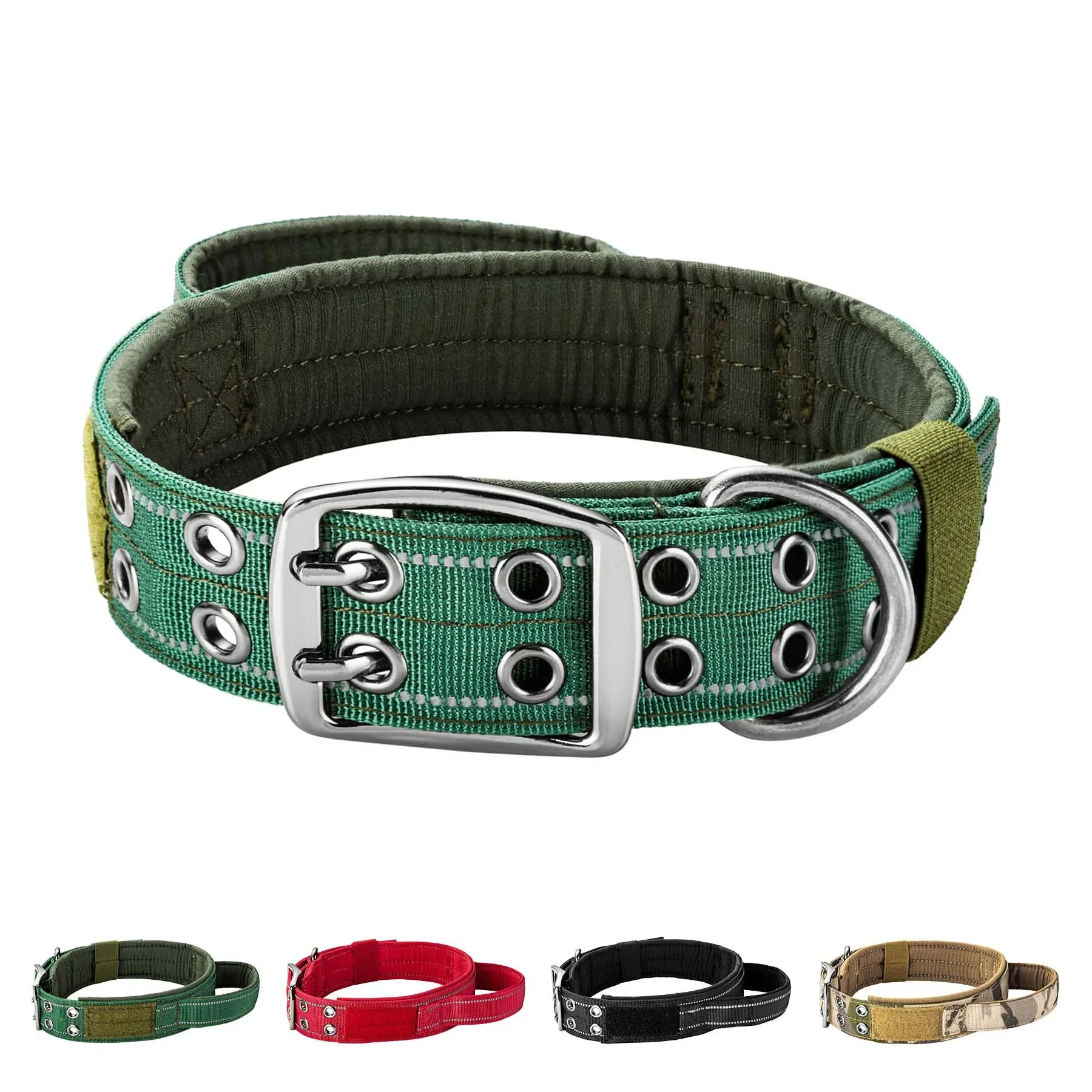 Collier pour chien tactique robuste à Double boucle, collier pour chien de qualité militaire avec poignée pour chiens moyens et grands