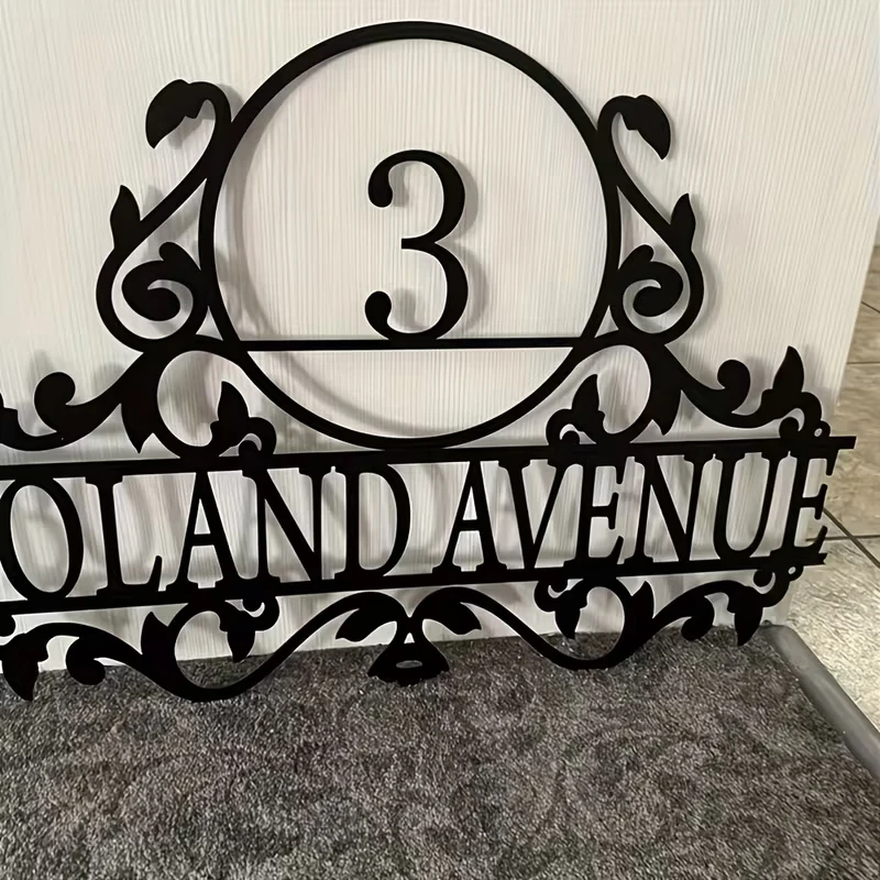 Custom Metal House Number & Street Name Sign - Personalized Iron Address Plaque for Outdoor, Home Decor -Gift for new year view 4