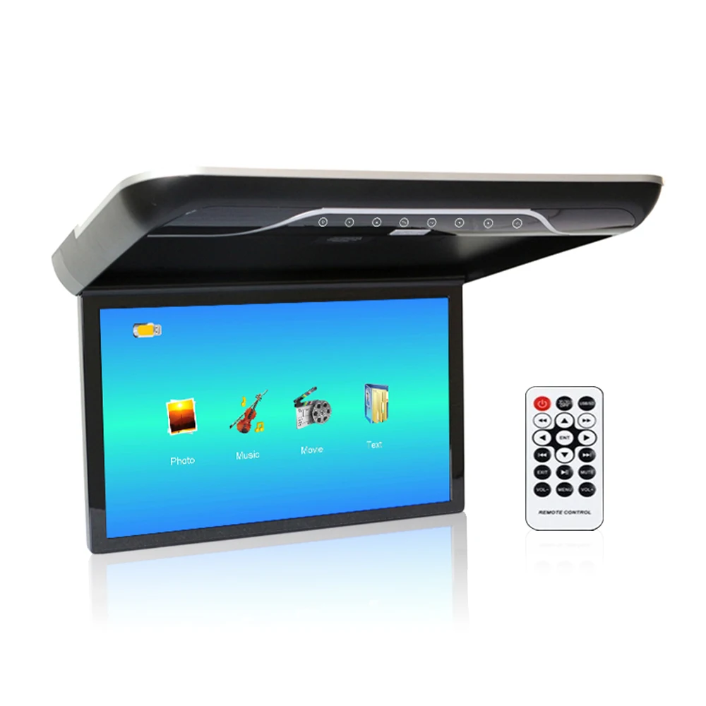 19 ''Auto Dak Monitor MP5 LCD Flip Down Scherm Overhead Multimedia Video Plafond Dakmontage Display Ingebouwde FM-zender - afbeelding 1