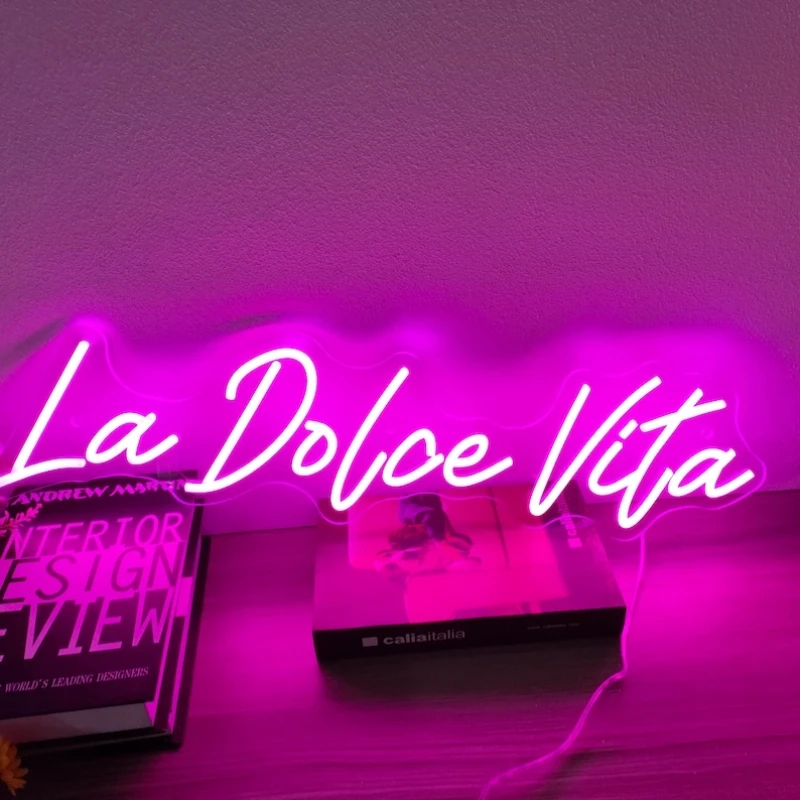 La dolce vita señal de neón, letrero Led personalizado, luz de neón para dormitorio, letrero de luz de pared de neón, letrero de neón para dormitorio, letrero para sala de juegos