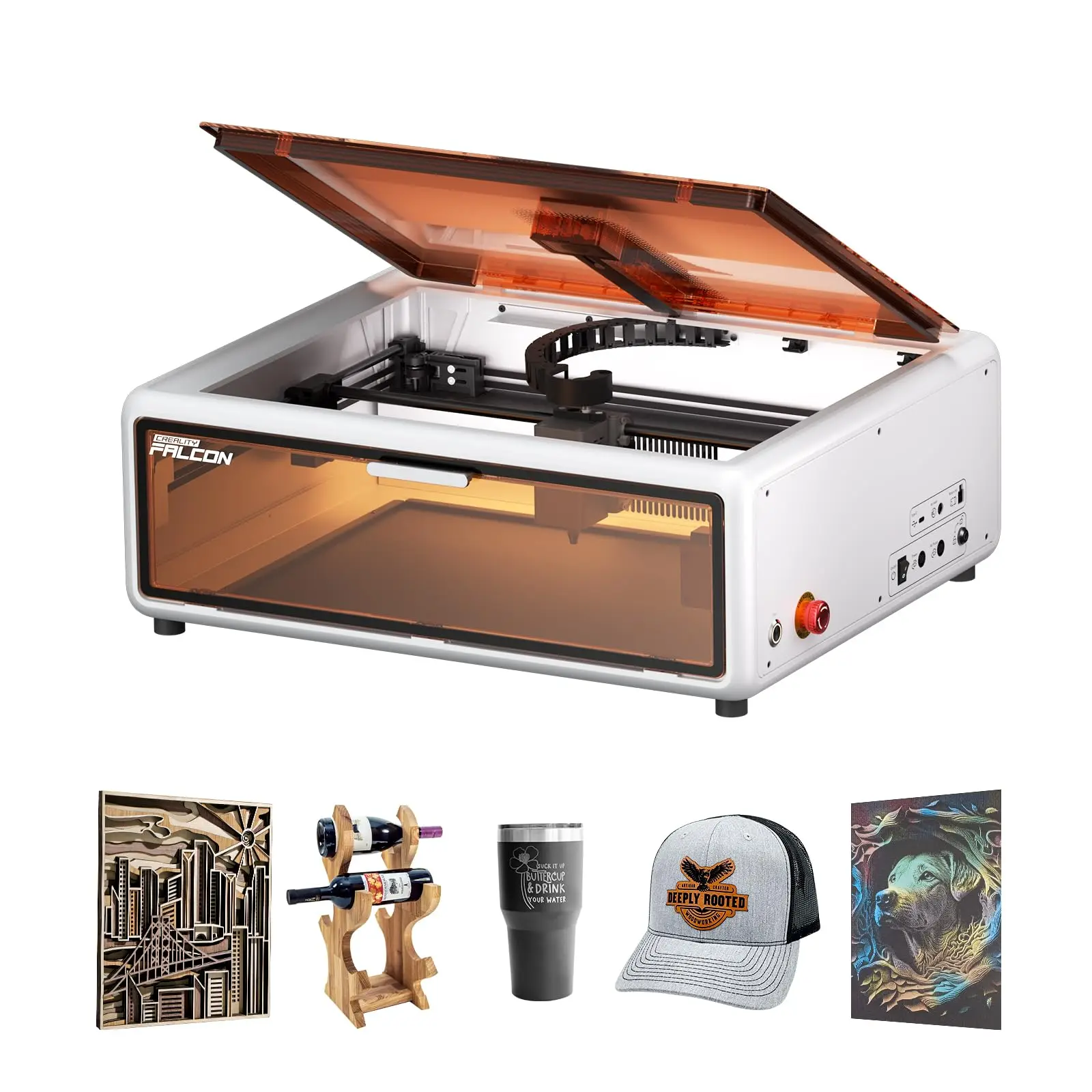 Creality Falcon A1 10W Lasergraveermachine met ingebouwde snijder, luchtassistentie, HD-camera positionering, voorgemonteerd en gebruiksvriendelijk EU