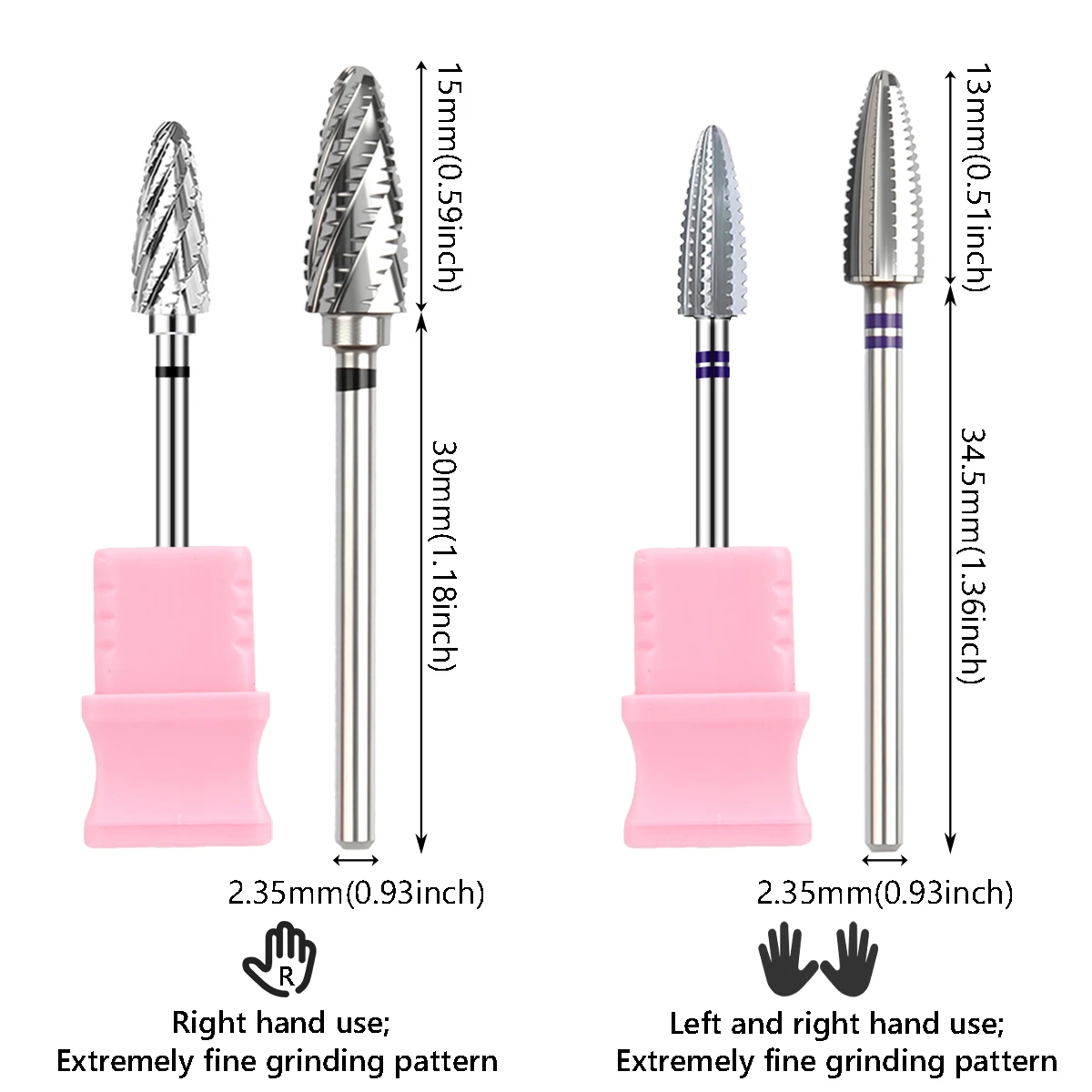 1 o 2 pezzi punte da trapano per unghie al tungsteno ruotano frese elettriche per manicure gel smalto per rimozione 3 "32 lime per unghie pedicure