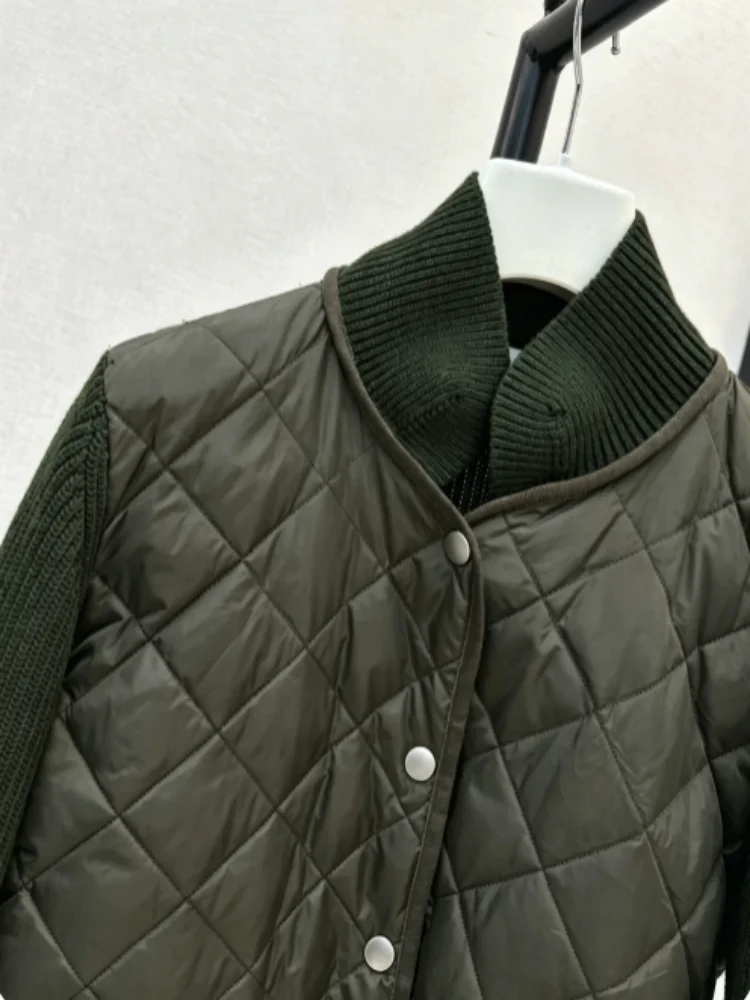 Women's Latest Autumn-Winter Olive Green Patchwork Short Down Jacket