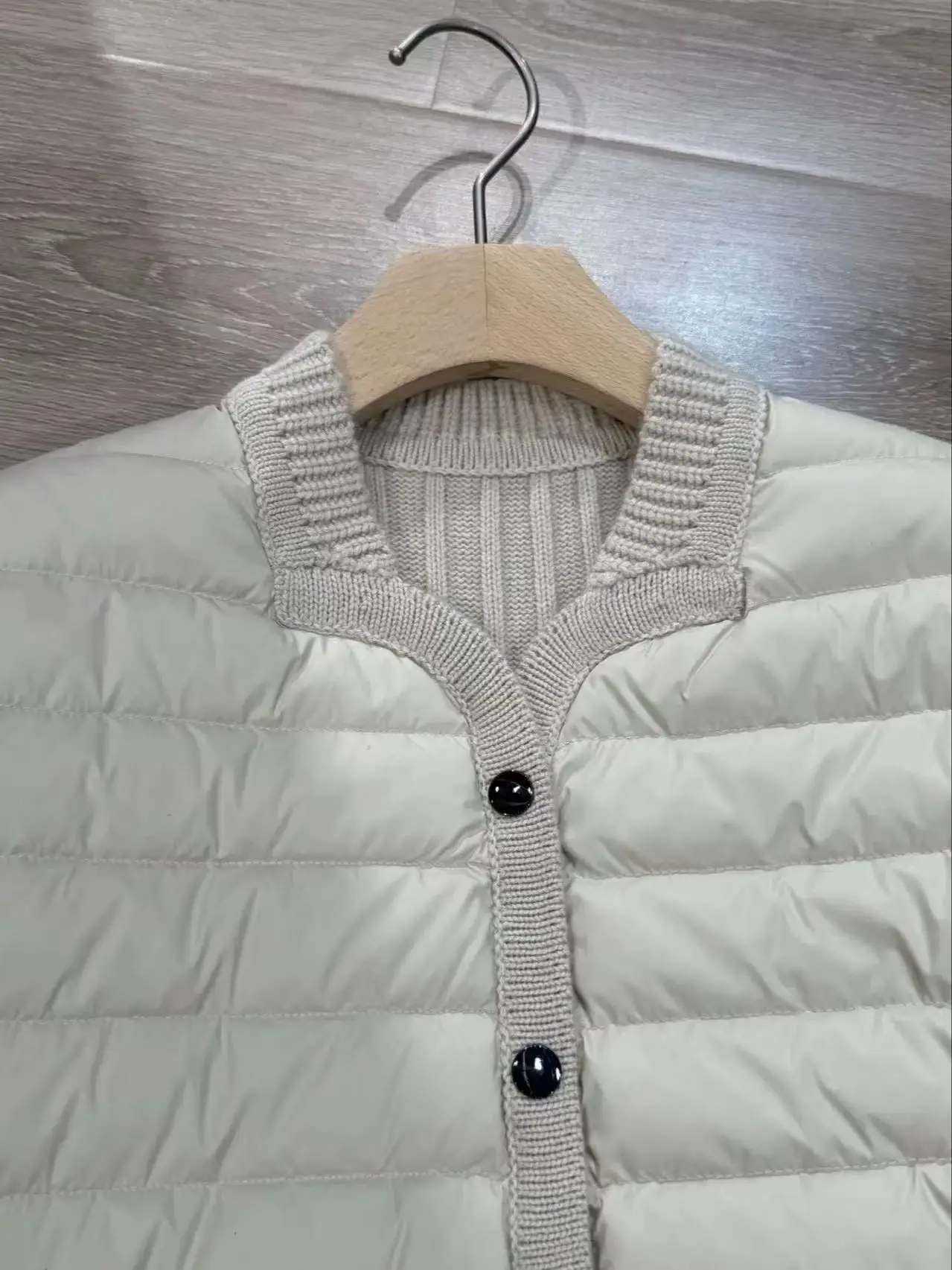 Mid-season versatile cashmere patchwork goose down jacket