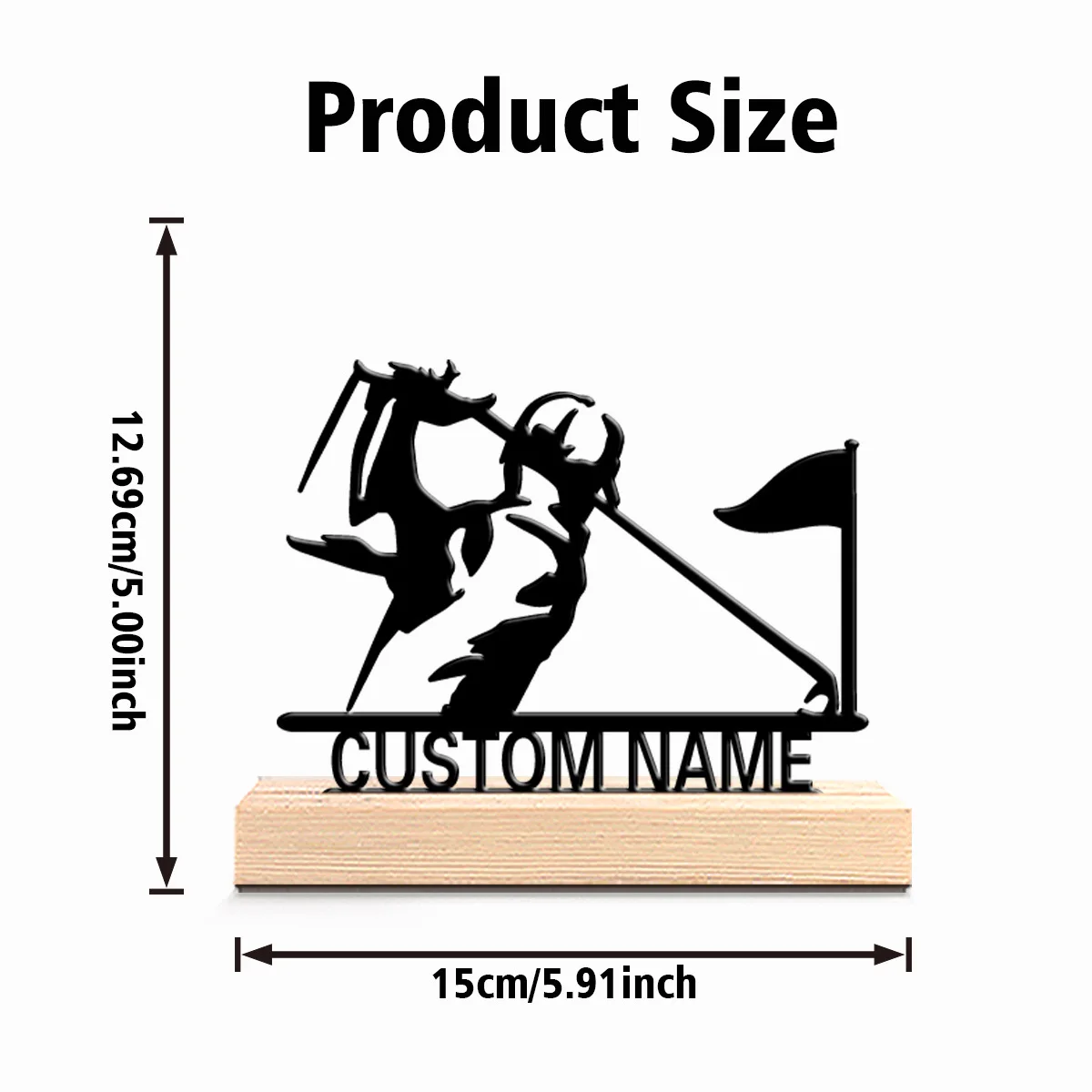 Custom Engraved Golfer Metal Statue Wooden Base Elegant Desktop Decor Gift for Golf Lovers Birthday Father's Day Present