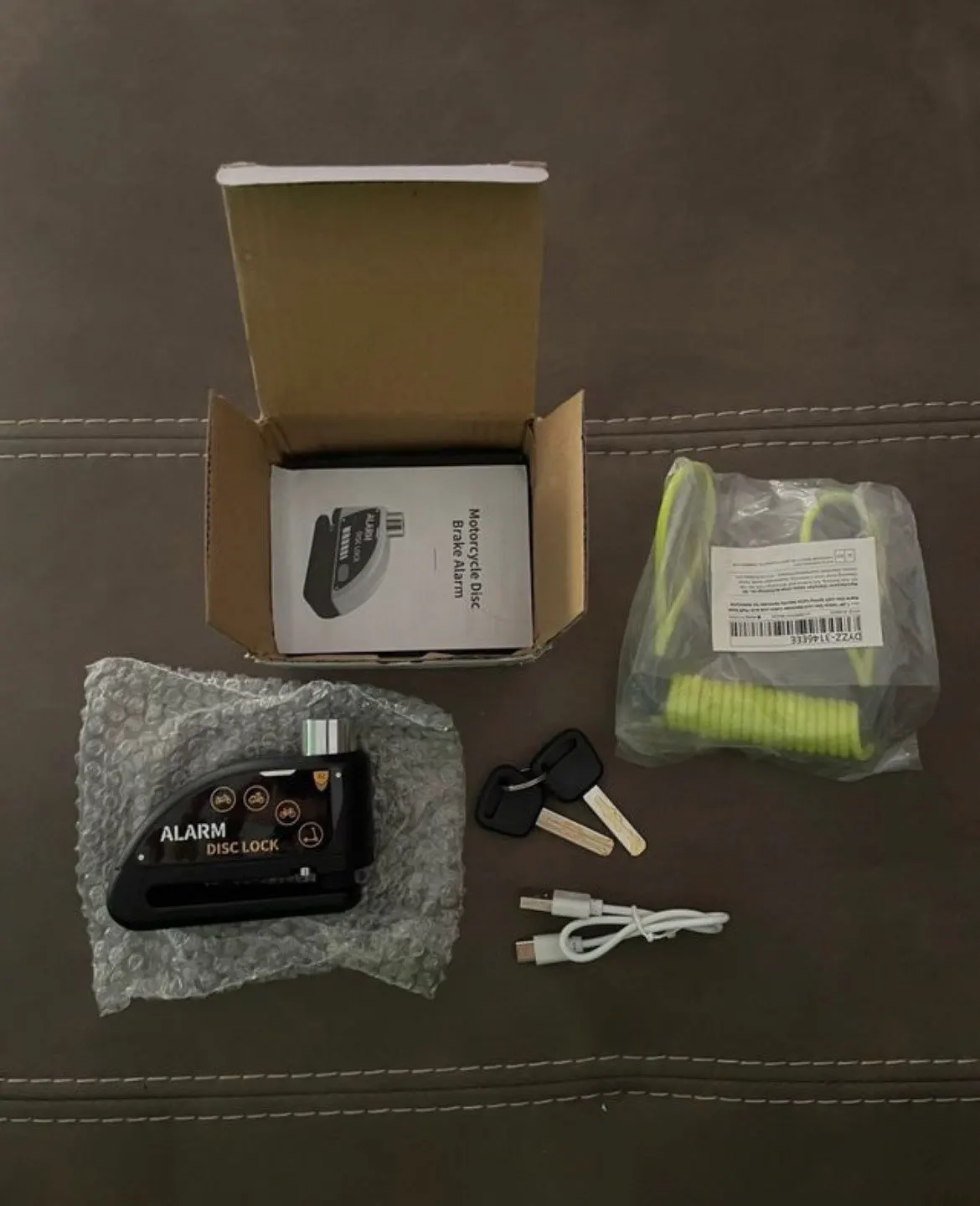 BikerZoneZ Guardian Lock — Rechargeable Alarm Disc Lock