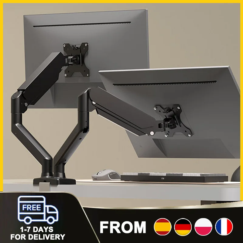 Support de bureau à double bras pour 2 moniteurs, support d'écran extensible pour écrans de 2 à 9 kg, idéal pour la maison, le bureau et la visualisation vidéo