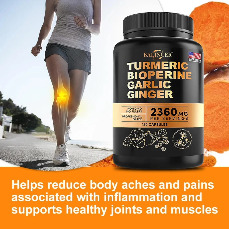 4-in-1 Curcumin 95% Curcumin Ginger Root Garlic Black Pepper Healthy Inflammation Support Joint Immune Heart Health Antioxidant