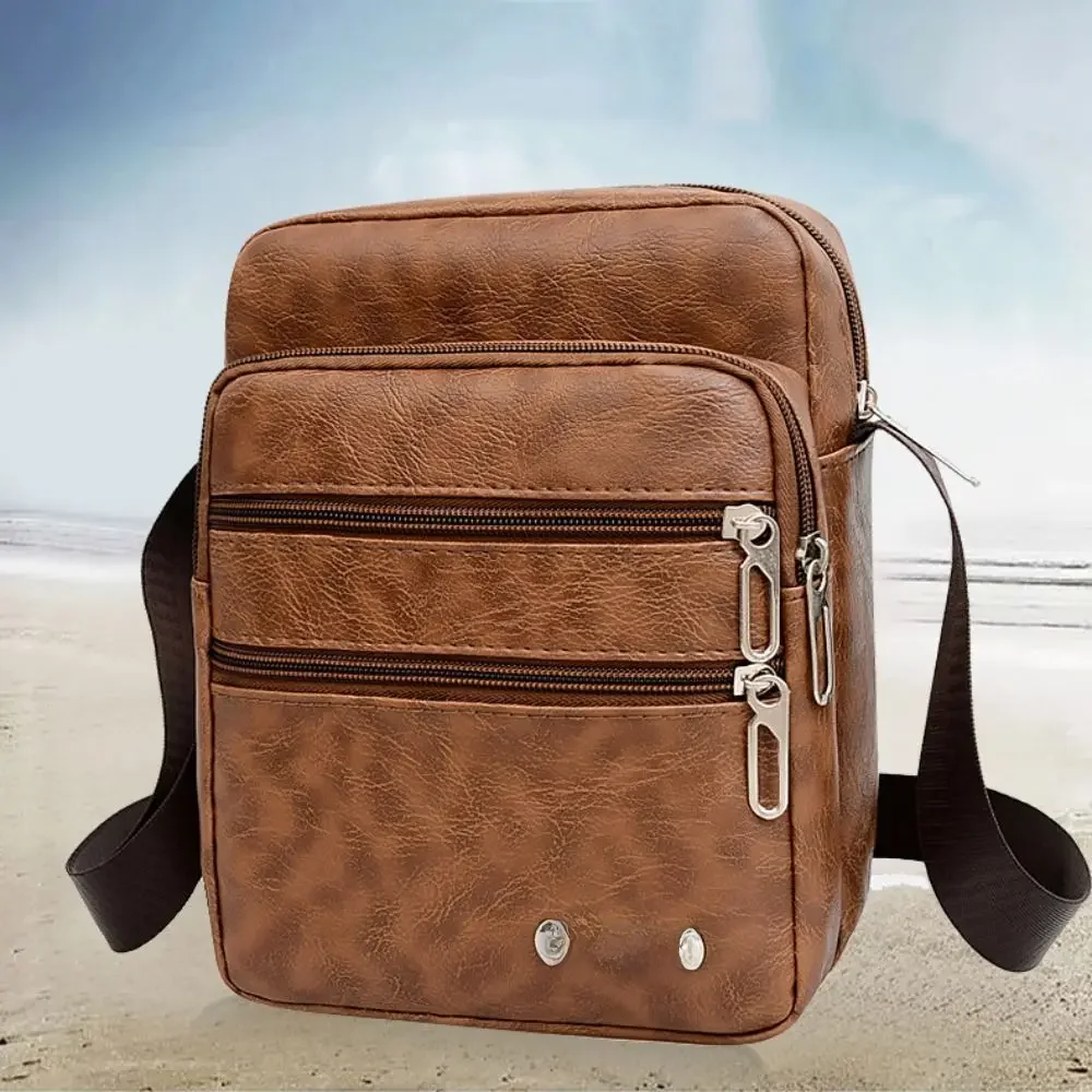 Męska torba na ramię ze skóry PU Torby listonoszki na ramię Crossbody Torebki o dużej pojemności Wielofunkcyjne — zdjęcie 2