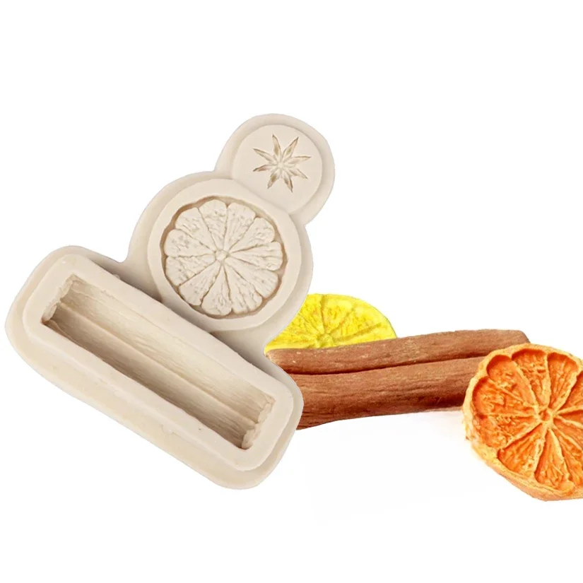 Forma silikonowa do pieczenia babeczek, cukierków, czekolady, fondantu, dekoracji ciast - cytryna, cynamon, gwiazda anyżowa, orzechy, Boże Narodzenie. — zdjęcie 2