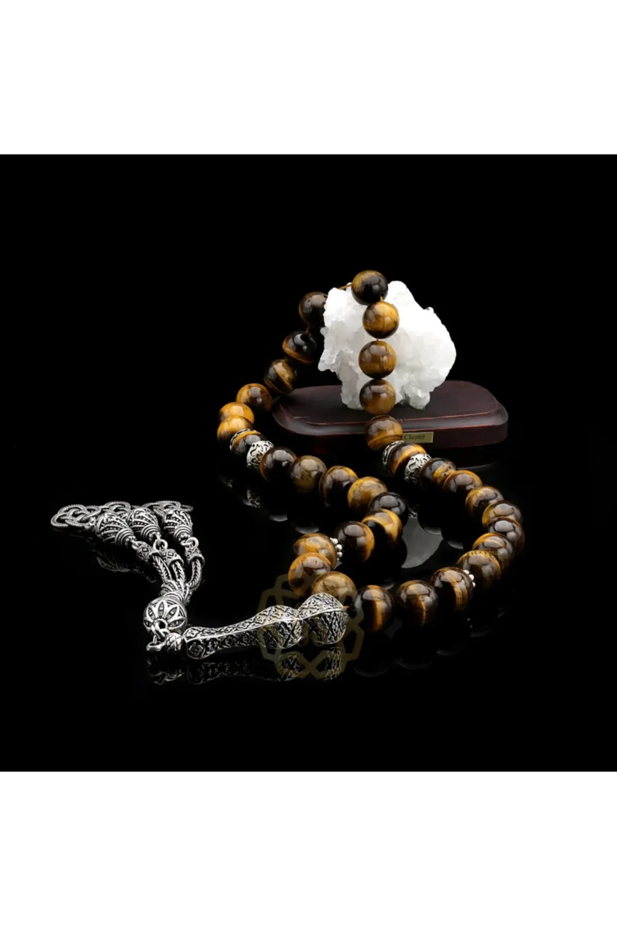 Tiger Eye Original Silver Tasseled Special Prayer Beads