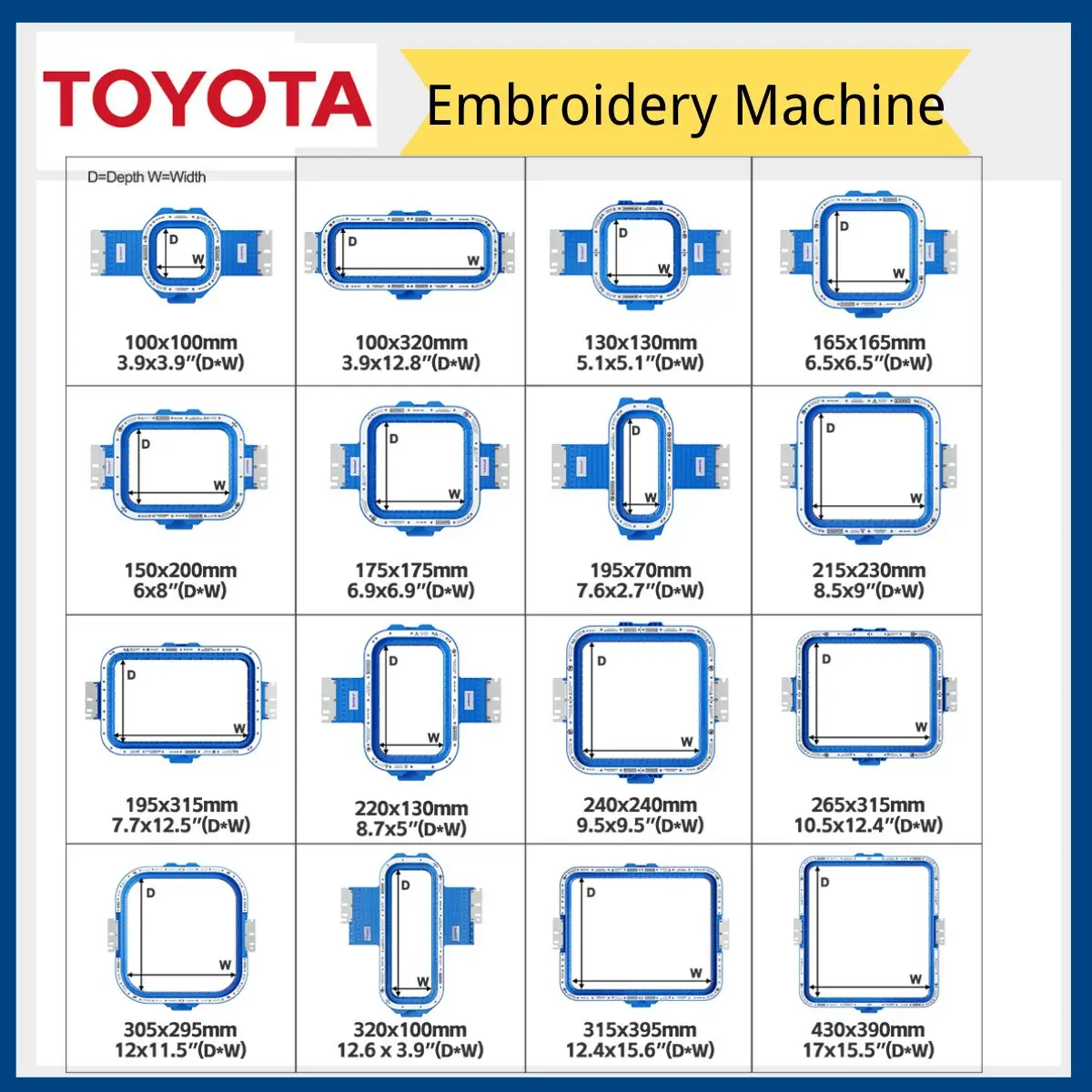 

Sewpassion-Magnetic Mighty Hoop Frame, Embroidery Hoops for Toyota, Embroidery Machines, 830, 850, 860, 9000, 9100