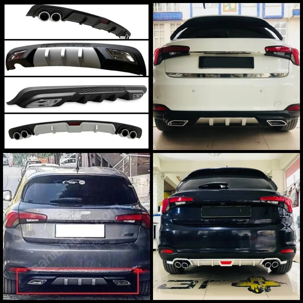 Black ABS Plastic Car-Styling Spoiler Deflector Body K Fit For Fiat Tipo Dodge Neon Car Rear Bumper Diffuser