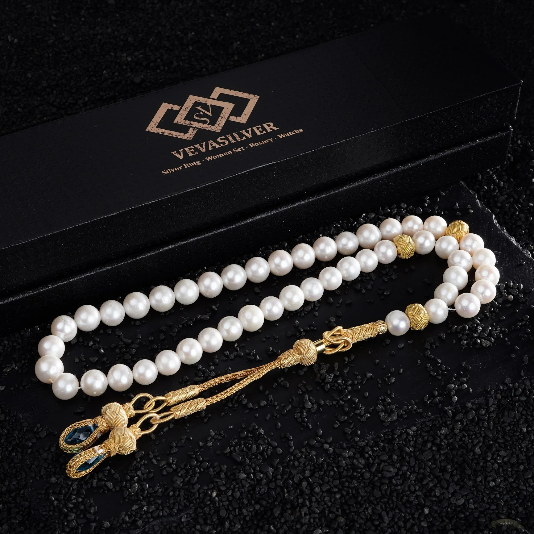 Rosary Set Natural Pearl Stone Bracelet