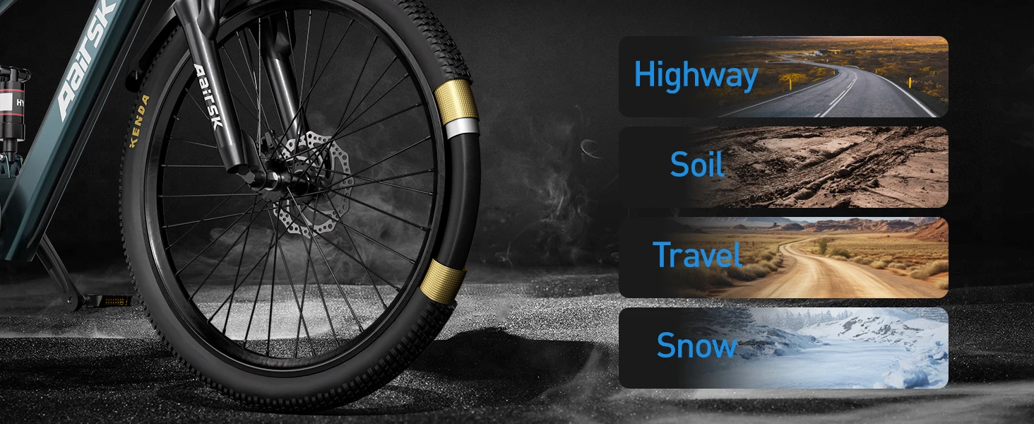 Aairsk GT900 26" All-Terrain E-Bike, 36V 13Ah Akku, 40-60KM Reichweite, 21-Gang 250W Offroad-E-Bike mit NFC-Smart-Lock & Doppel-Federung, Erwachsenen-Mountain-E-Bike 25KM/h – Detail 9