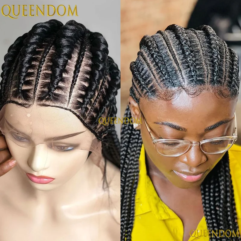 

36" Cornrow Lace Front Wigs for Women Synthetic Box Braids Wig With Baby Hair Faux Locs Wig