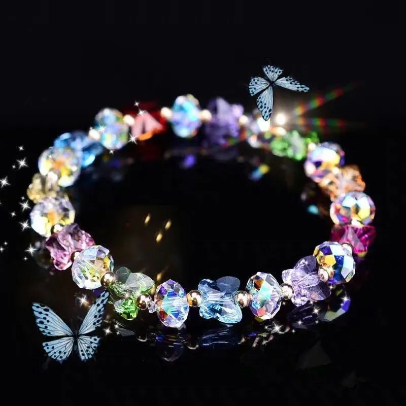 Butterfly Charm Crystal Stretch Beaded Bracelets Elastic Rope Women Temperament Bracelet&Bangles Charms Bohemian Jewelry — zdjęcie 2
