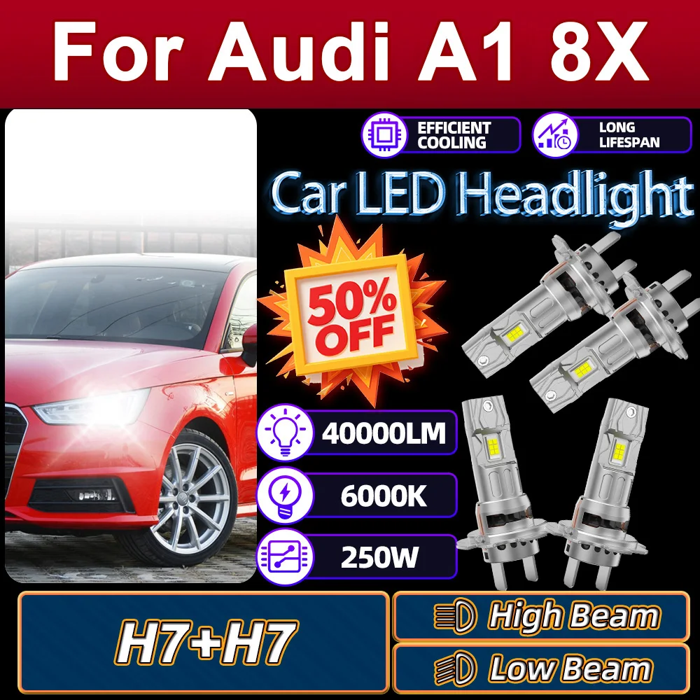 

H7 LED Headlight Bulb 250W Headlamp Ampoule 40000LM High Quality 12V Plug And Play For Audi A1 8X 2010 2011 2012 2013 2014 2015