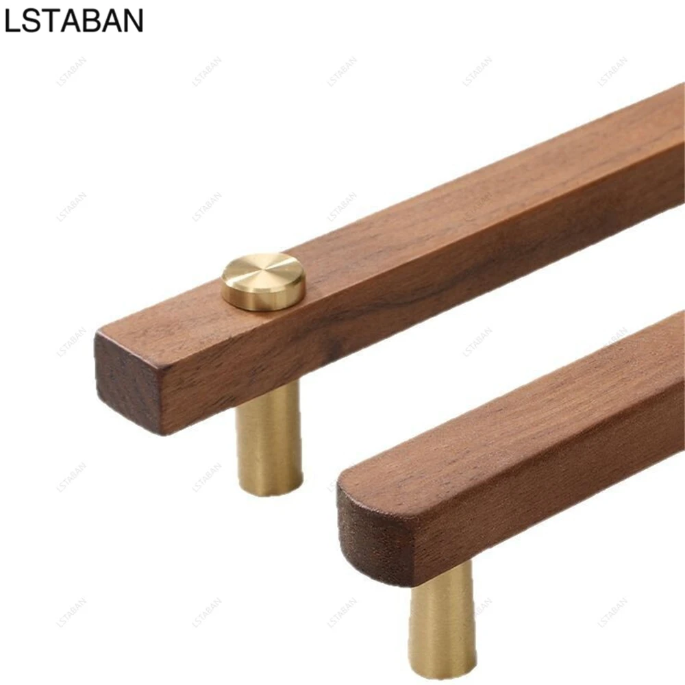ウォールナット真鍮キャビネットハンドル無垢材キッチンキャビネットノブレトロ純銅家具ハードウェア引き出しプルワードローブドアノブ