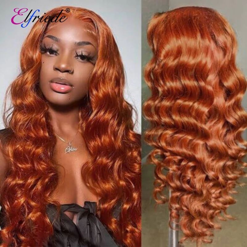 Elfriede #350 Ginger Orange Lace Front Wigs for Women Loose Wave 13X4 13X6 HD Lace Frontal Wig Colored Brazilian Human Hair Wigs