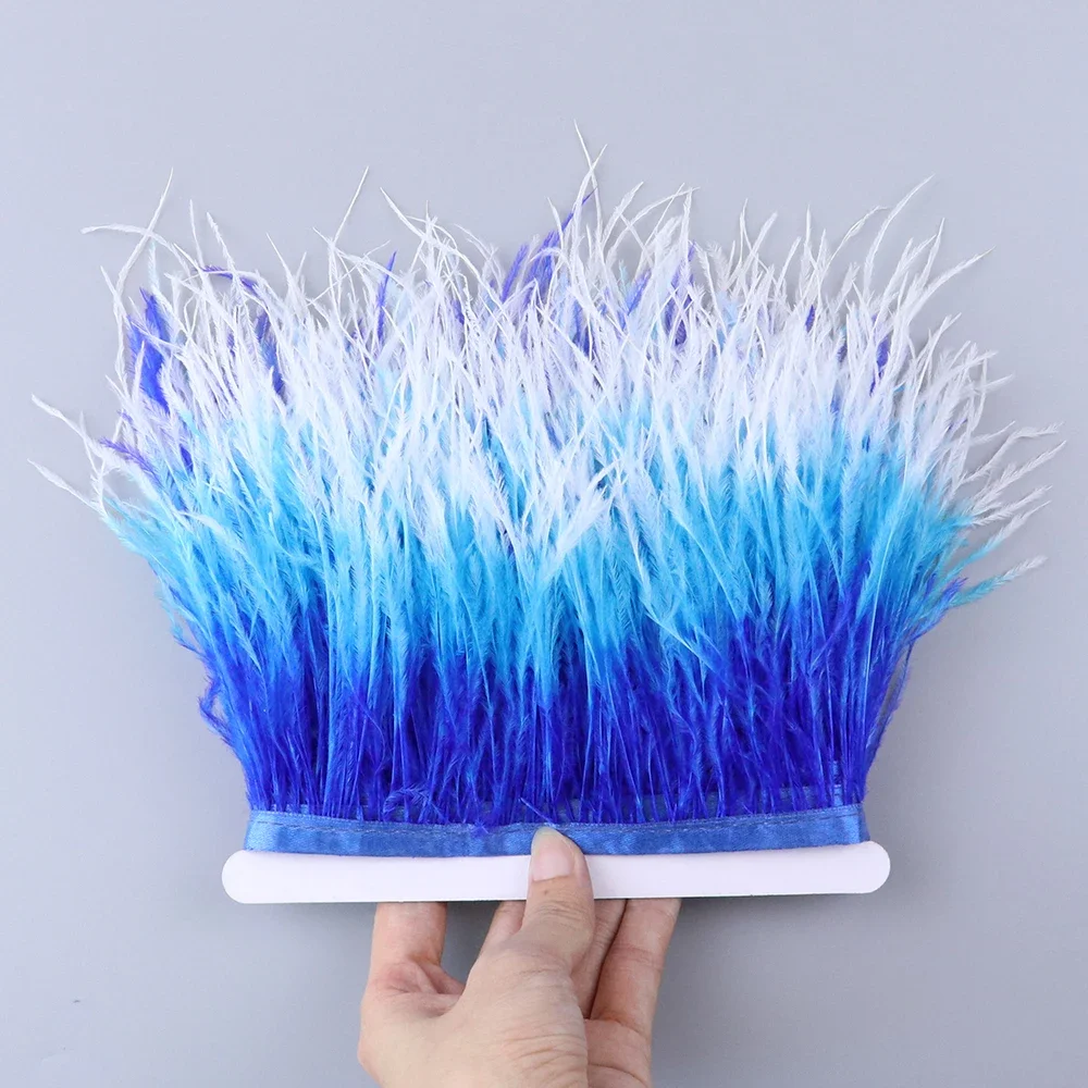 Ruban de plumes d'autruche blanc naturel nickel é pour la fête costumée, 3 couleurs, coupe, 10-15cm, accessoires pour l'artisanat
