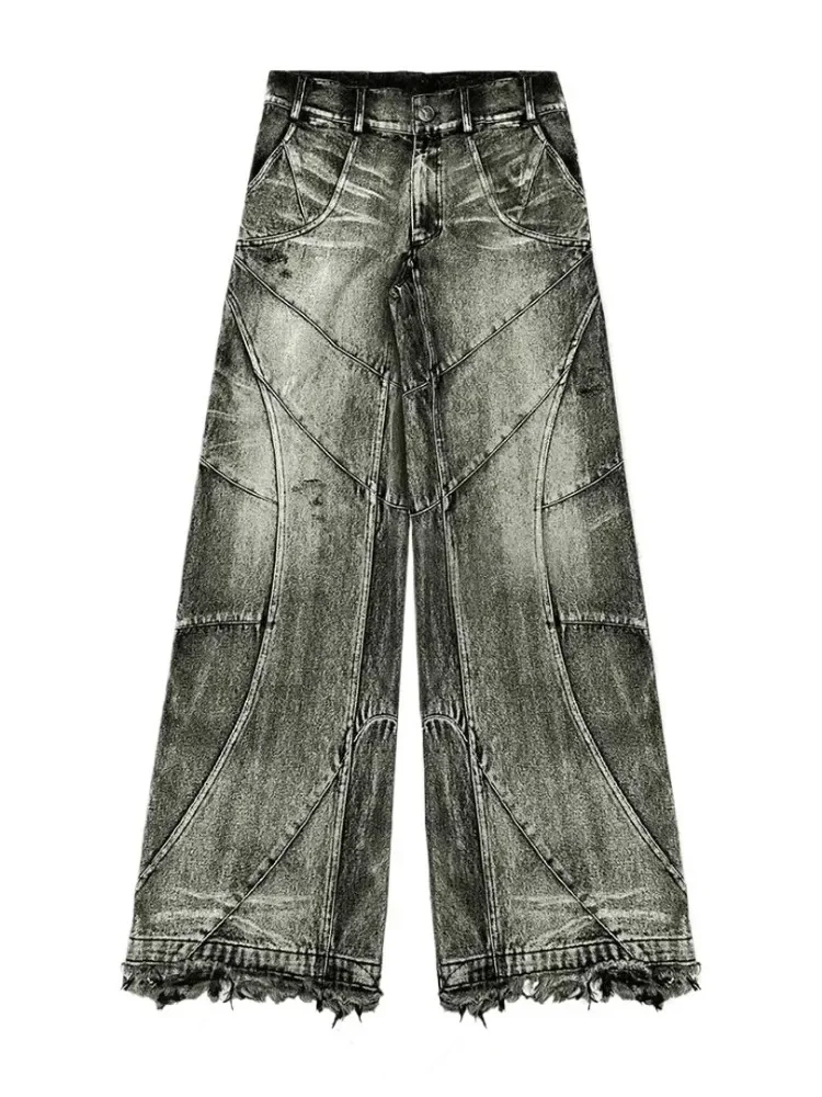 HOUZHOU Vintage Y2k Gothic Baggy Jeans Oversize Goth Harajuku Streetwear Denim Hosen Japanischen
