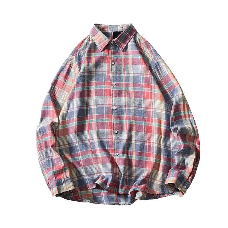 2022 new Multi Pocket Spring and Autumn Men's Casual 100% Cotton Solid Loose Shirt Color Contrast Fashion Men's Workwear Coat