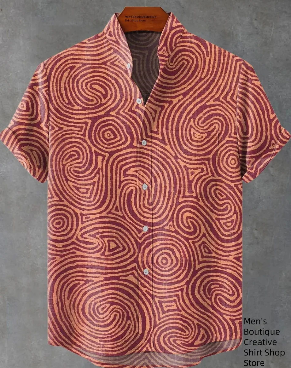 남성용 스트라이프 하와이안 셔츠 캐주얼 반소매 탑 루즈한 의류 패션 빈티지 여름 셔츠 빠른 배송