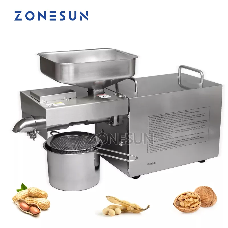 

ZONESUN Seed Nut Oil Press Machine Oil Extraction Expeller Presser Stainless Steel 110V or 220V