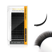 NAGARAKU Eyelashes Matte Flat Ellipse Split Tips Ellipse Shape Natural Light 16 Lines Ellipse Eyelashes Dark Black Eyelash Matt