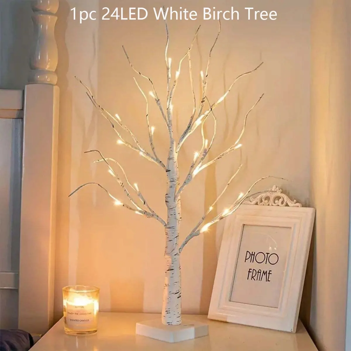 1pc LED Simulation Birch Tree Light, Suitable For Outdoor,Holiday Decorative Light (Battery Powered, Battery Not Included)