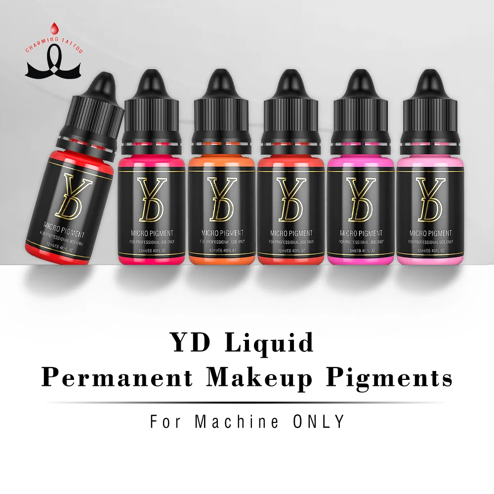 

YD Liquid PMU Pigment 12ML Lip Ink Micro Pigment for Permanent Makeup and Microblading Ink Eyebrow Eyeliner Lip Pigment 36 Color